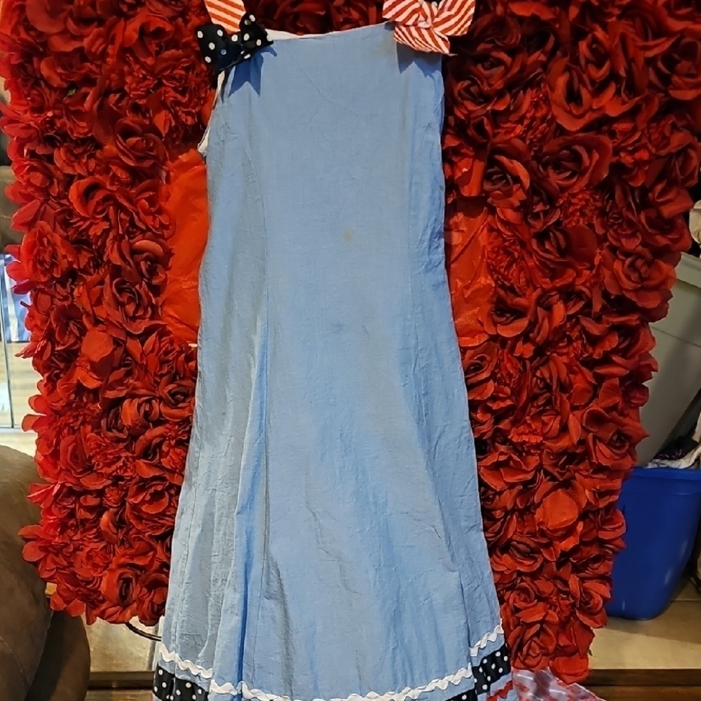 Bonnie Jean Red,White&Blue Dress with Polka Dot Accents & Petticoat Slip Size 12